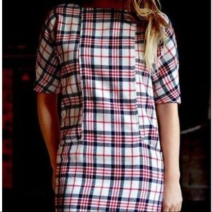 Zara wool blend check dress